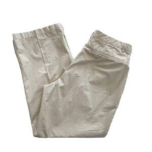 Banana Republic Women's Sz 12 Tan Pleated Cropped Ankle Pants 100% Cotton